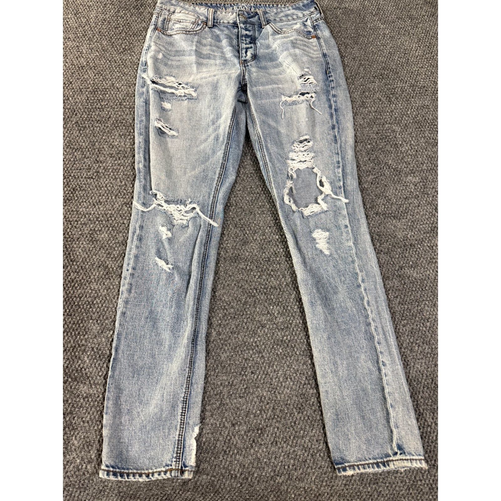 American Eagle Outfitters American Eagle Outfitters Jeans Womens 6 Distressed Blue Denim Straight 5-Pocket Pockets Stretch Regular Rise High 31 In Inseam Blue Pants Pants Mens? Size 28" / US 6 / IT 42 - 2 Thumbnail