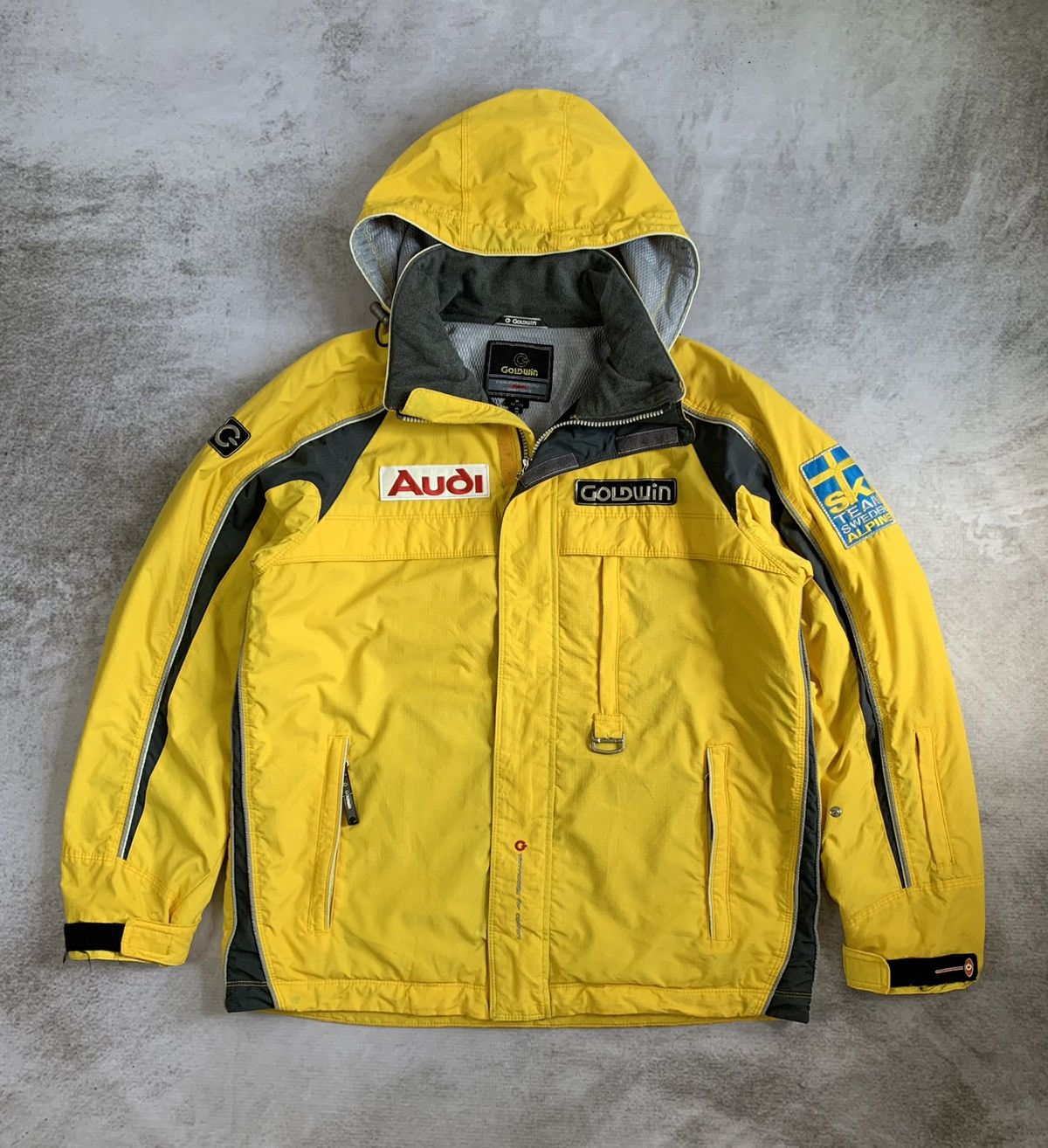 Vintage 90s Sportswear of Sweden Jacket Ski Winter Session Multizipper  Yellow Jacket 