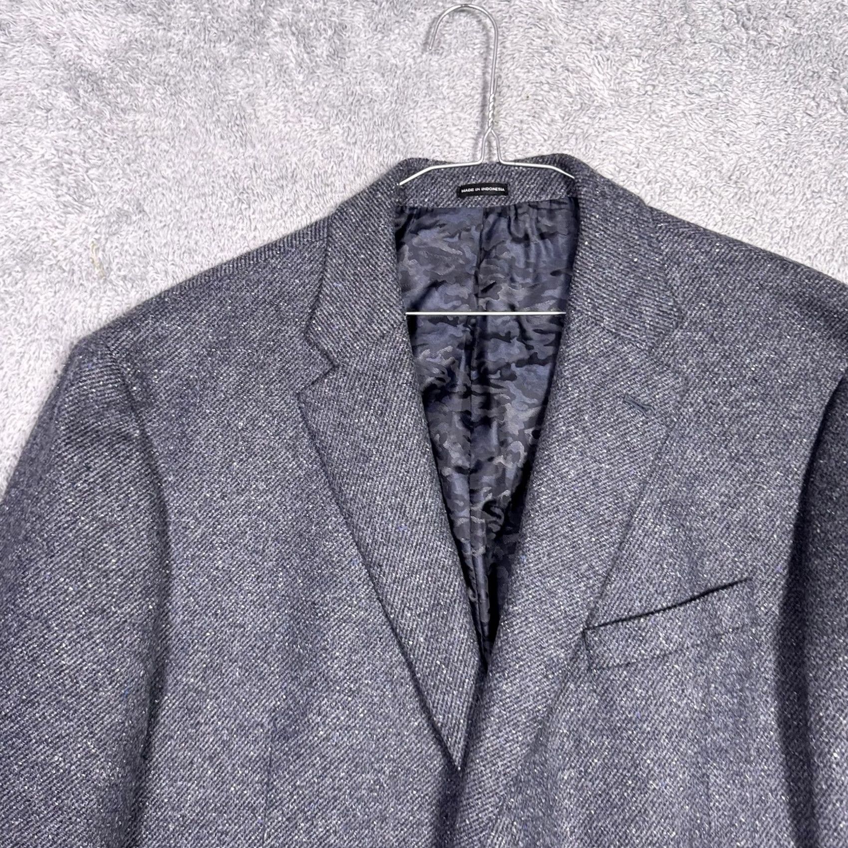 Joseph Abboud Joseph Abboud Blazer Men 48L Wool Sport Coat Slim Notch Lapel Blue Geometric 2-Button 4-Button Double-Vented Italy 48 Regular Size 48R - 4 Thumbnail