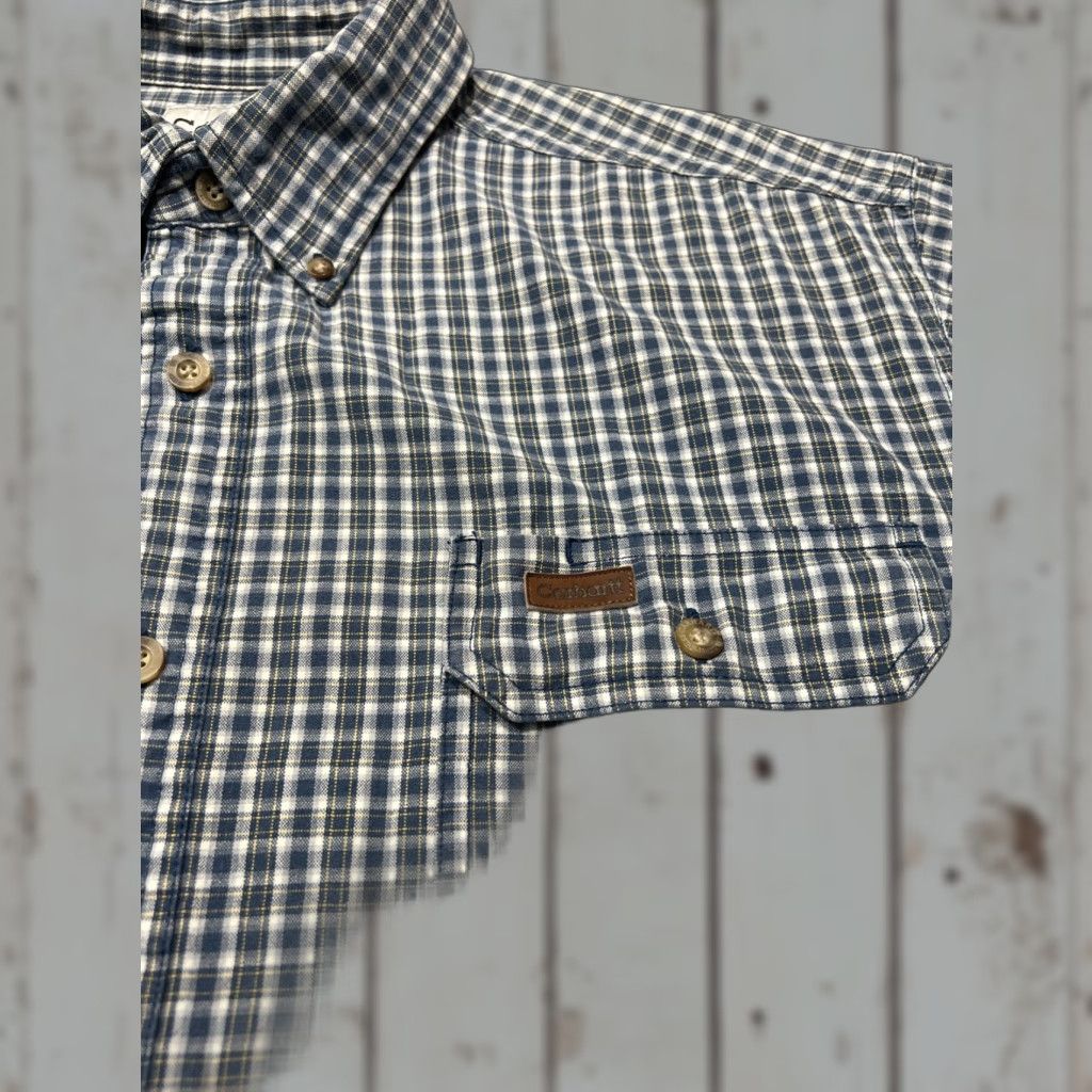 Carhartt Carhartt Relaxed Fit Flannel Shirt Large Blue Plaid Short Sleeve Button Down Cotton Casual Mens Size US 33 - 1 Thumbnail