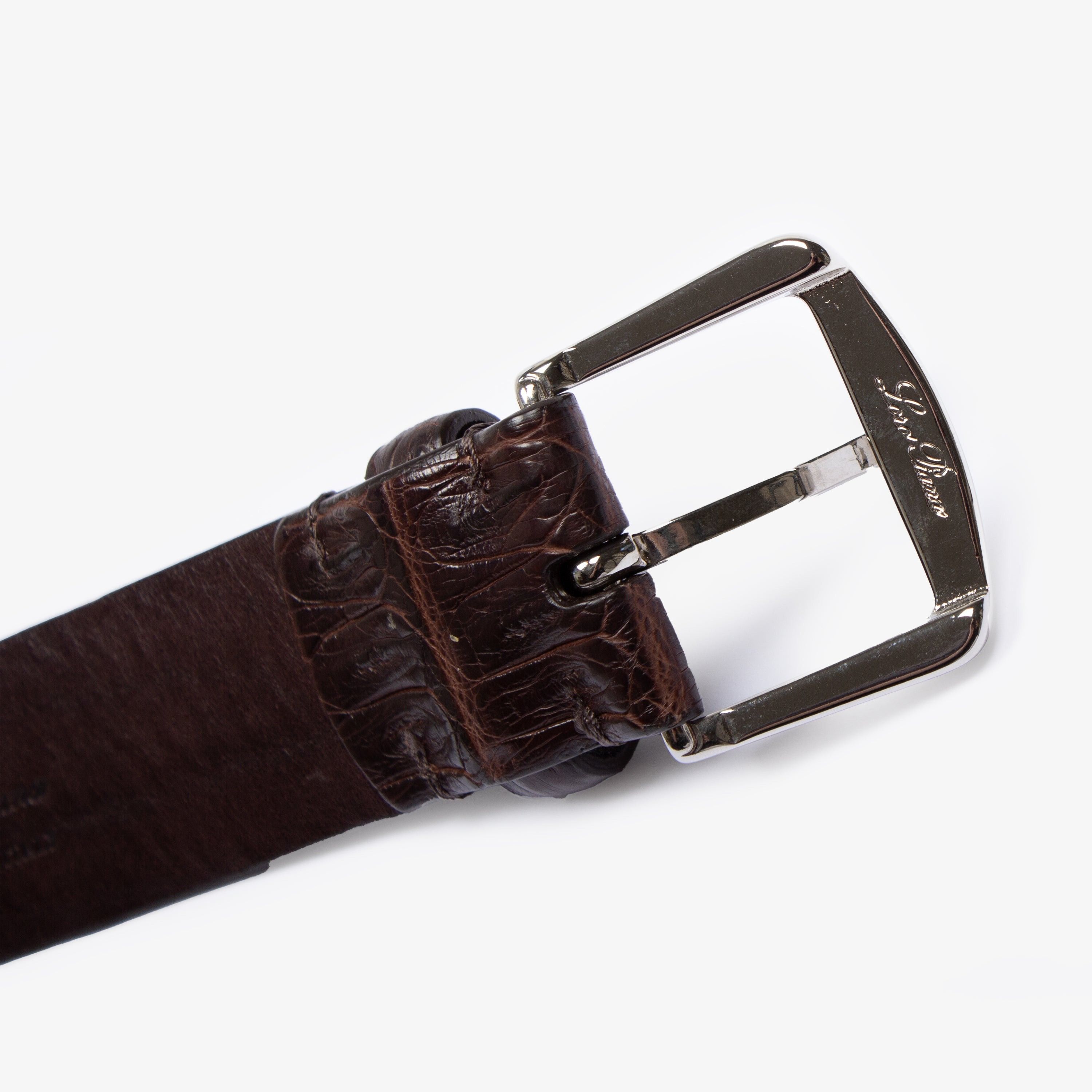 Loro Piana LORO PIANA BROWN CROCODILE BELT Size 46 - 6 Thumbnail