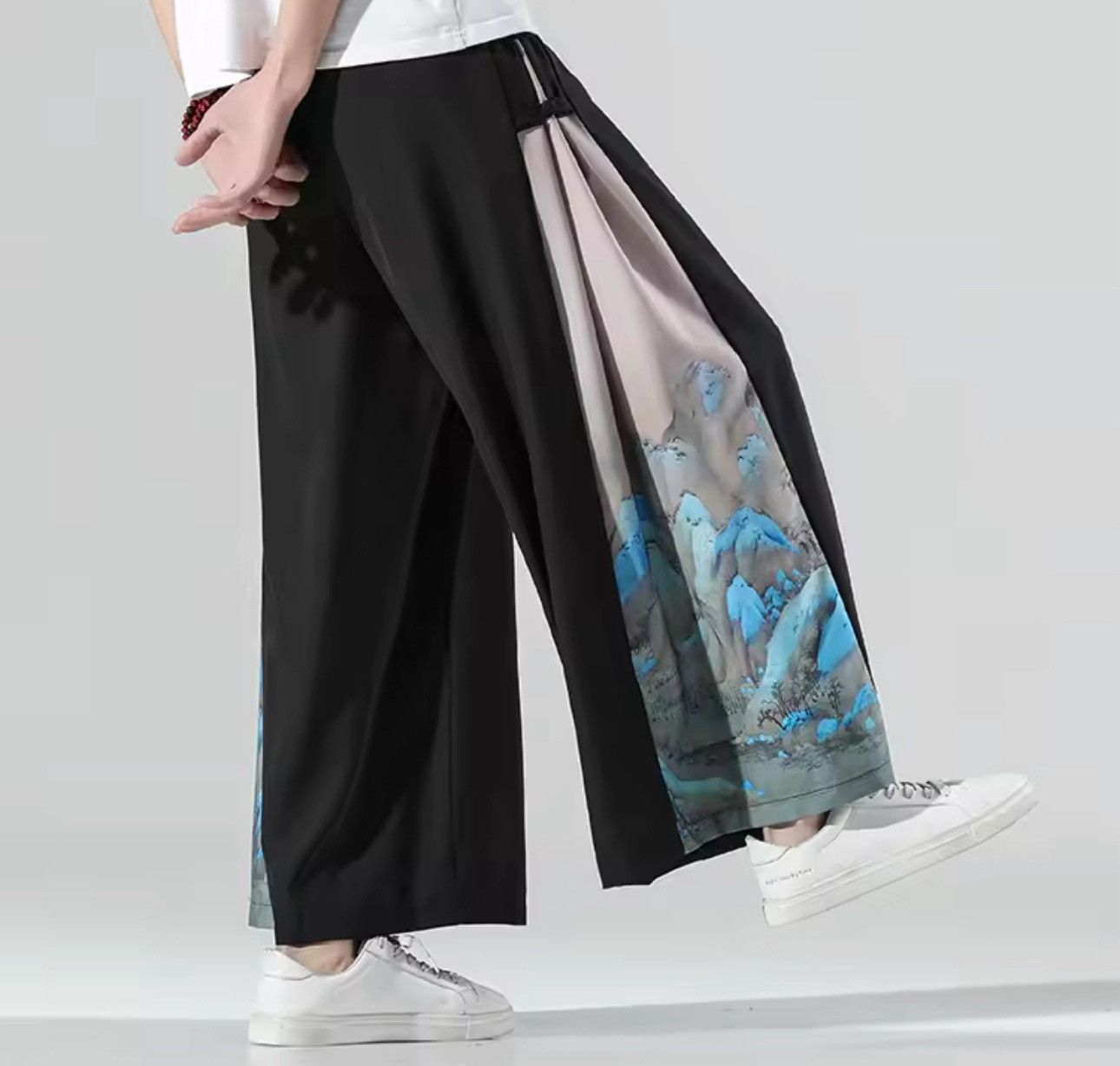 Japanese Brand Artistic Flowing Pants - Pleated Front, Vibrant Print Size US 32 / EU 48 - 2 Thumbnail