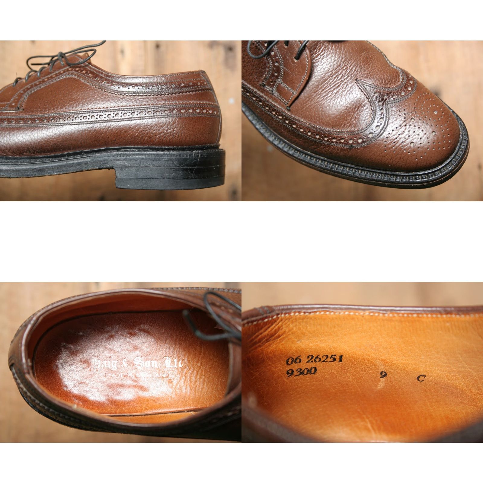 Vintage VINTAGE Haig & Son Brown Leather Longwing Wingtips Mens Dress Shoes Sz. 9C UK Made in England Brogue Leather Upper Fass? Size US 9 / EU 42 - 8 Thumbnail
