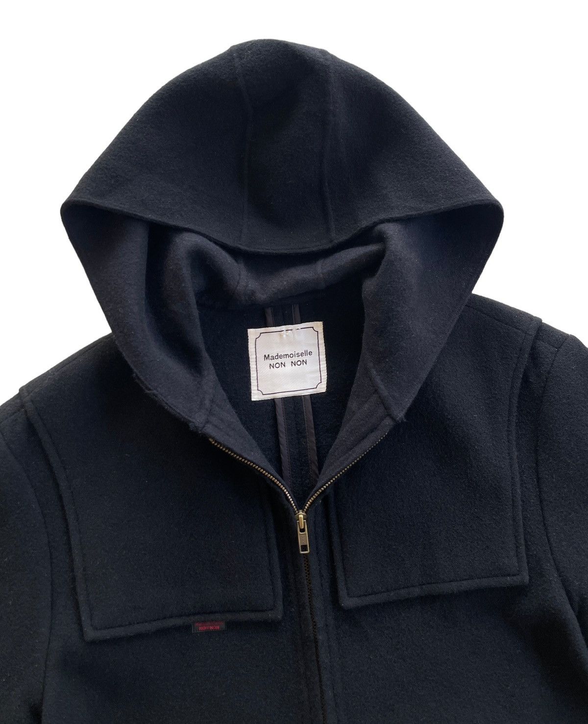 Japanese Brand Mademoiselle Non Non Hooded Boiled Wool Angola Parka Jacket Size US L / EU 52-54 / 3 - 4 Thumbnail