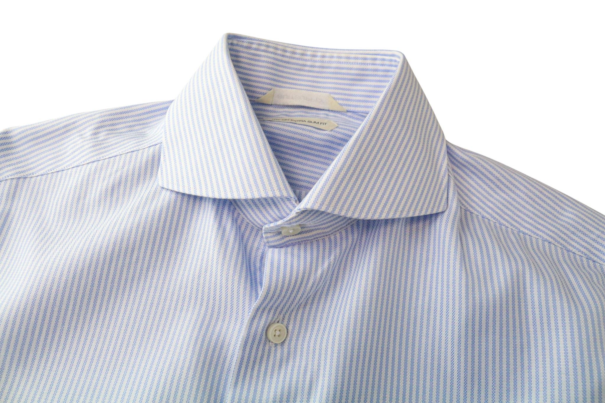 Suitsupply 37/14 1/2 Extra Slim Blue Cotton Striped Shirt 79357 Size US M / EU 48-50 / 2 - 4 Thumbnail