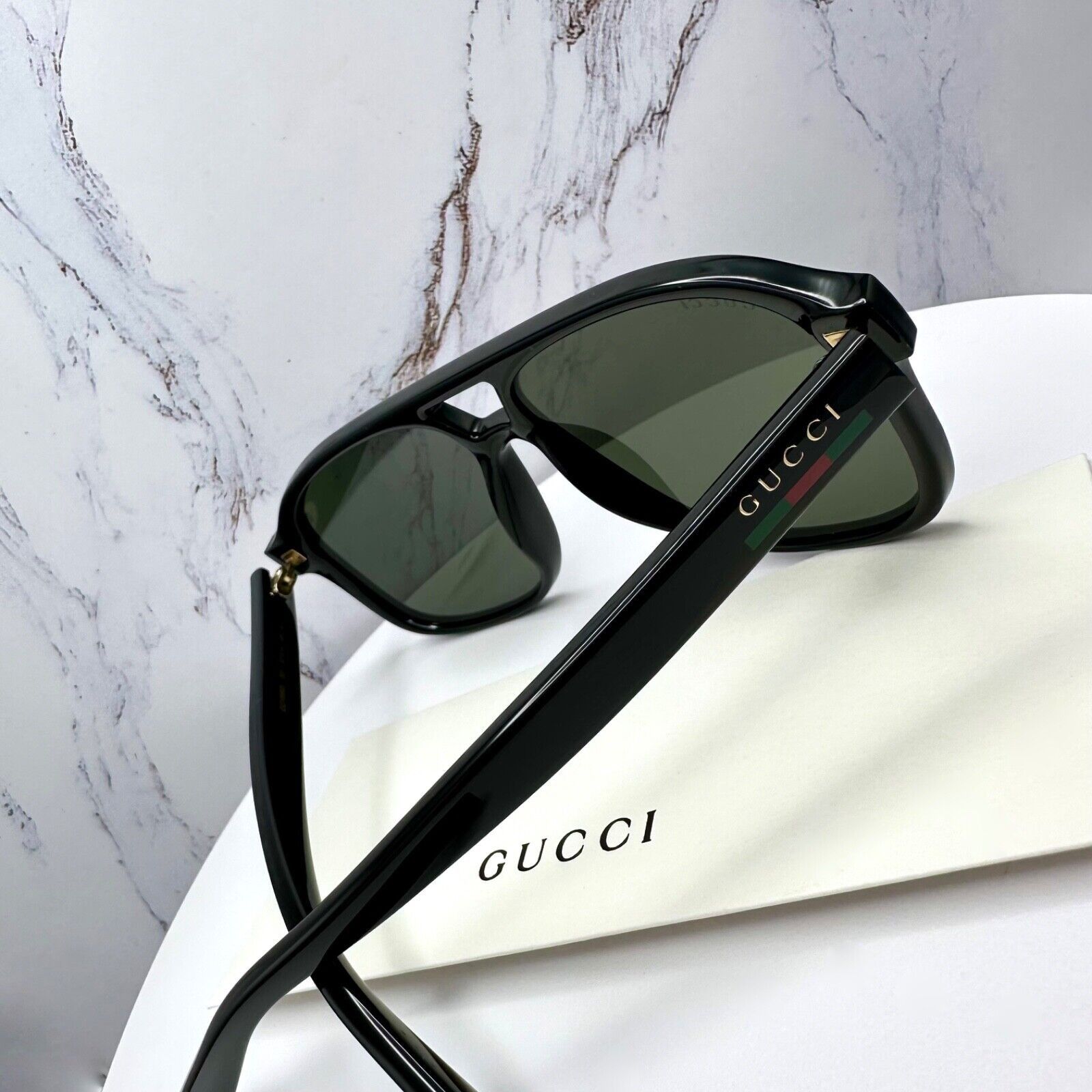 Gucci New GUCCI Sunglasses 2025 Release Black Aviator Gold Logo Size ONE SIZE - 6 Thumbnail