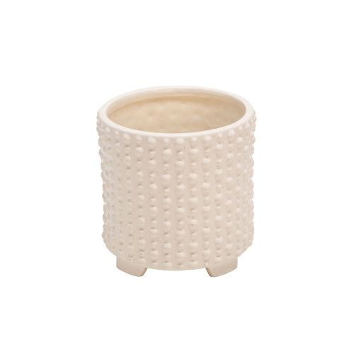 Designer × Homemade S/2 CERAMIC 6/8" FOOTED PLANTERS W/ DOTS, WHITE Size US L / EU 52-54 / 3 - 3 Thumbnail