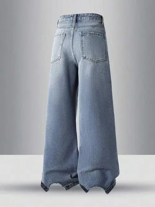 Jean Vintage Straight Leg Distressed Denim Jeans Size US 36 / EU 52 - 2 Thumbnail