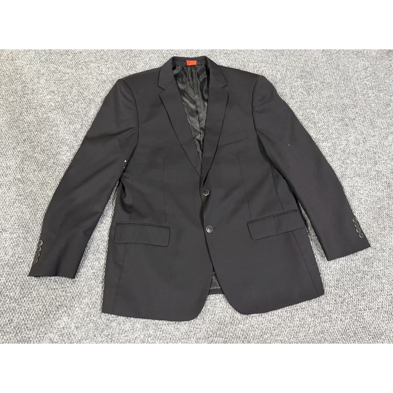 Vintage Linea Uomo Blazer Mens 44R Black 100% Wool Classic Fit Two-Button Notch Lapel Suit Jacket Size 44R - 2 Thumbnail