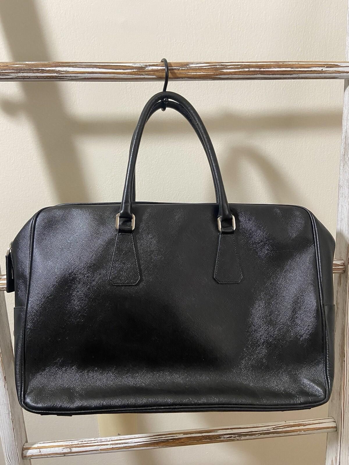 Prada Prada black saffiano leather briefcase travel handbag, good Size ONE SIZE - 2 Thumbnail