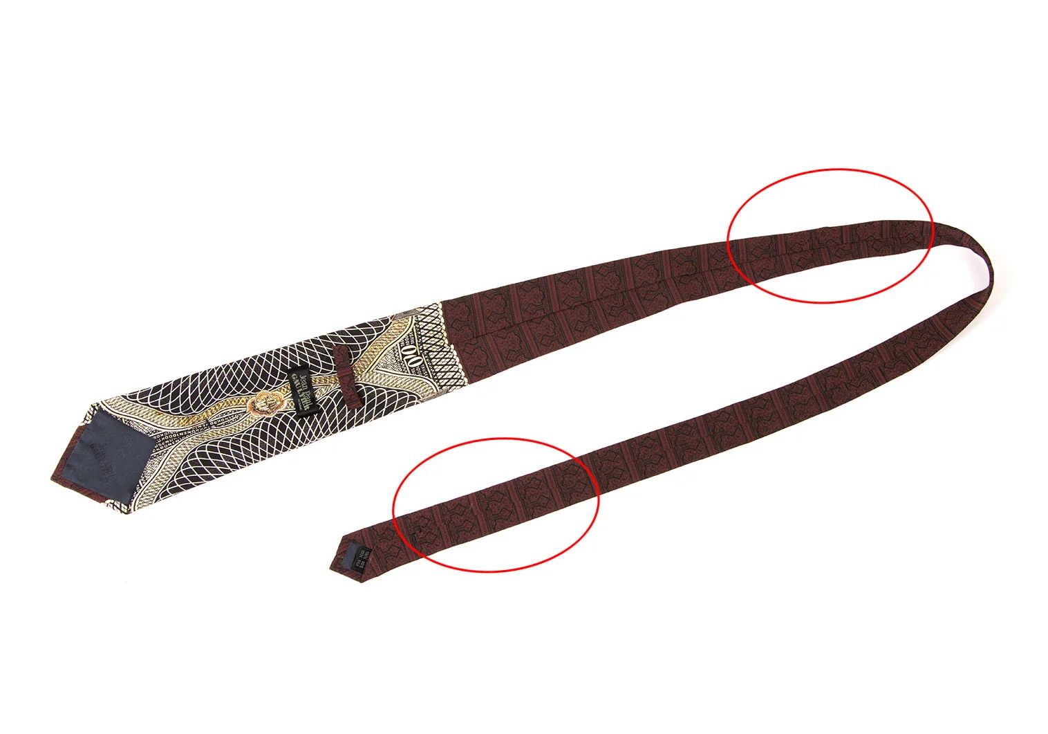 Jean Paul Gaultier Silk Tie with Bill Print in Wine and Black Size ONE SIZE - 9 Thumbnail