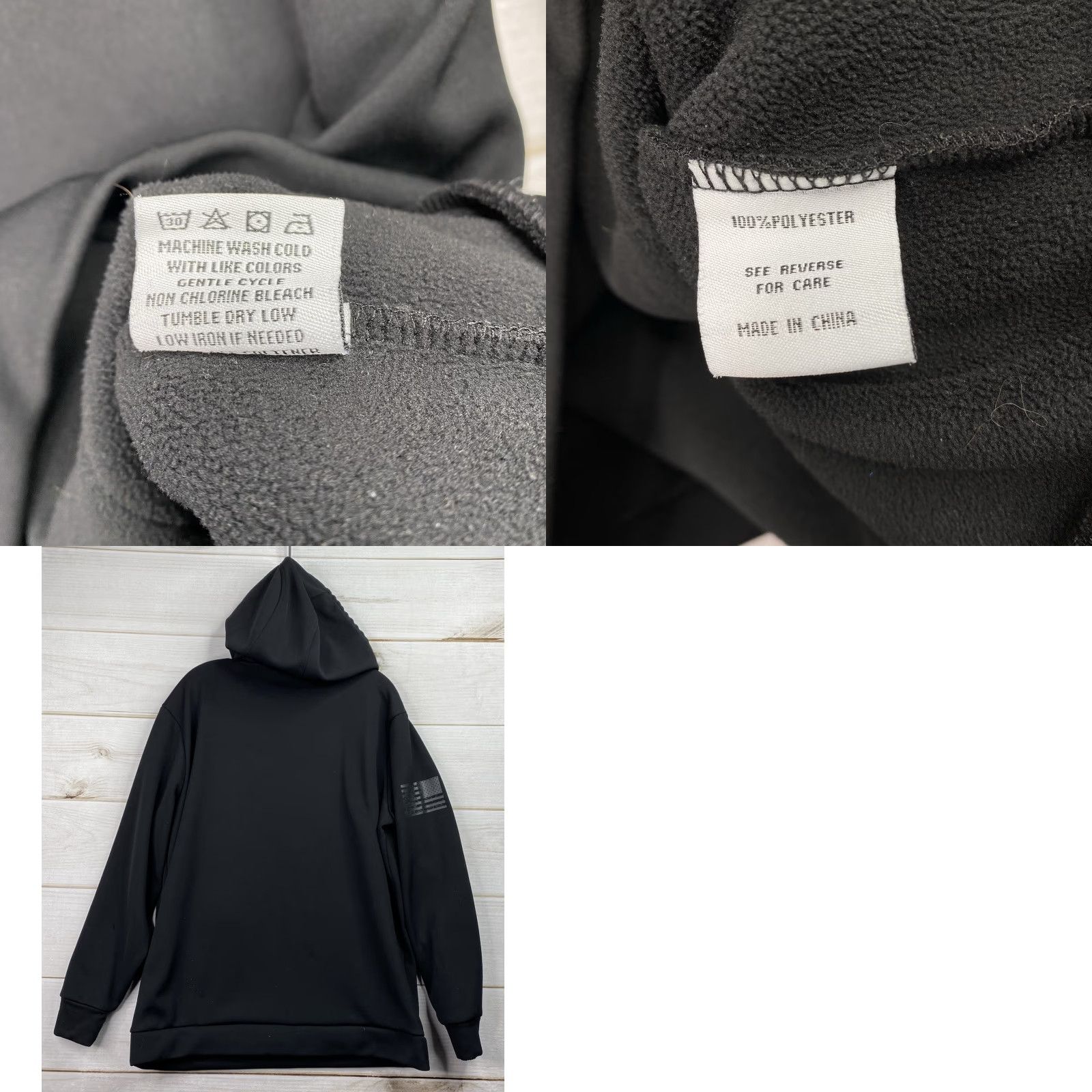 Vintage Army Performance Hoodie Mens L Black Sweatshirt 1775 Flag Fleece Pullover Active Size US L / EU 52-54 / 3 - 8 Thumbnail