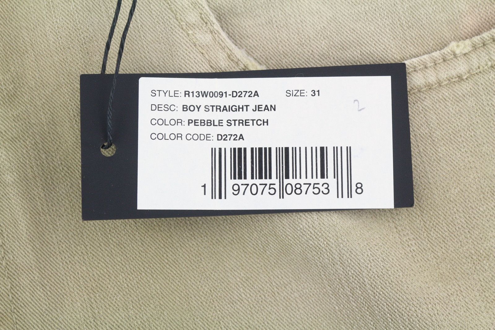 R13 BOY STRAIGHT 31 Pebble Stretch Faded Ankle Zip 86614 Size 31" - 6 Thumbnail
