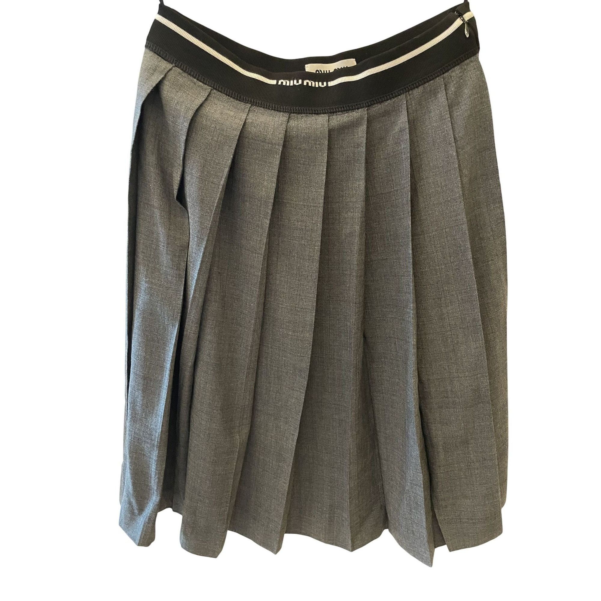 Miu Miu Cotton Skirt With Check Insert On The Bottom | Grailed