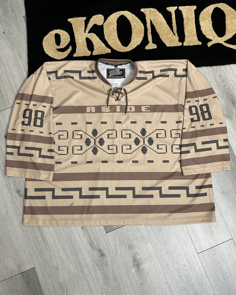 Image of Hockey Jersey x Movie Big Lebowski The Dude Geeky Hockey Goalie Jersey 5Xl in Brown (Size 2XL)