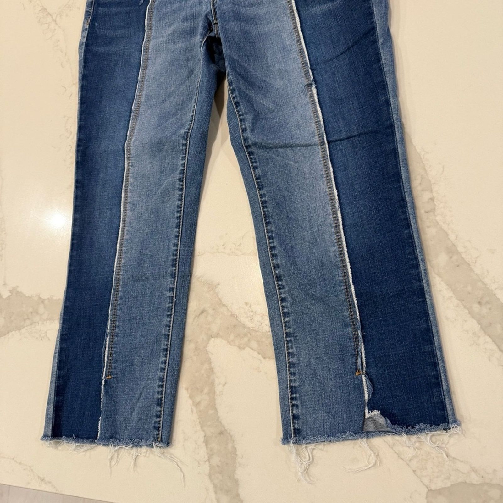 BLANKNYC Blank NYC Two-Tone Split Front Cropped Denim Jeans Womens 29 Size 29" - 2 Thumbnail