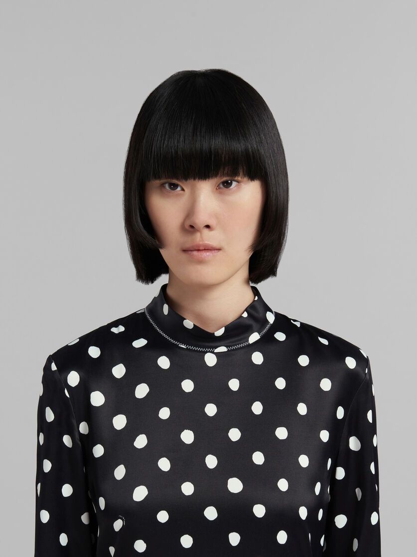 Marni o1w1db10824 Polka Dots Midi Dress in Black White Size L / US 10 / IT 46 - 4 Thumbnail