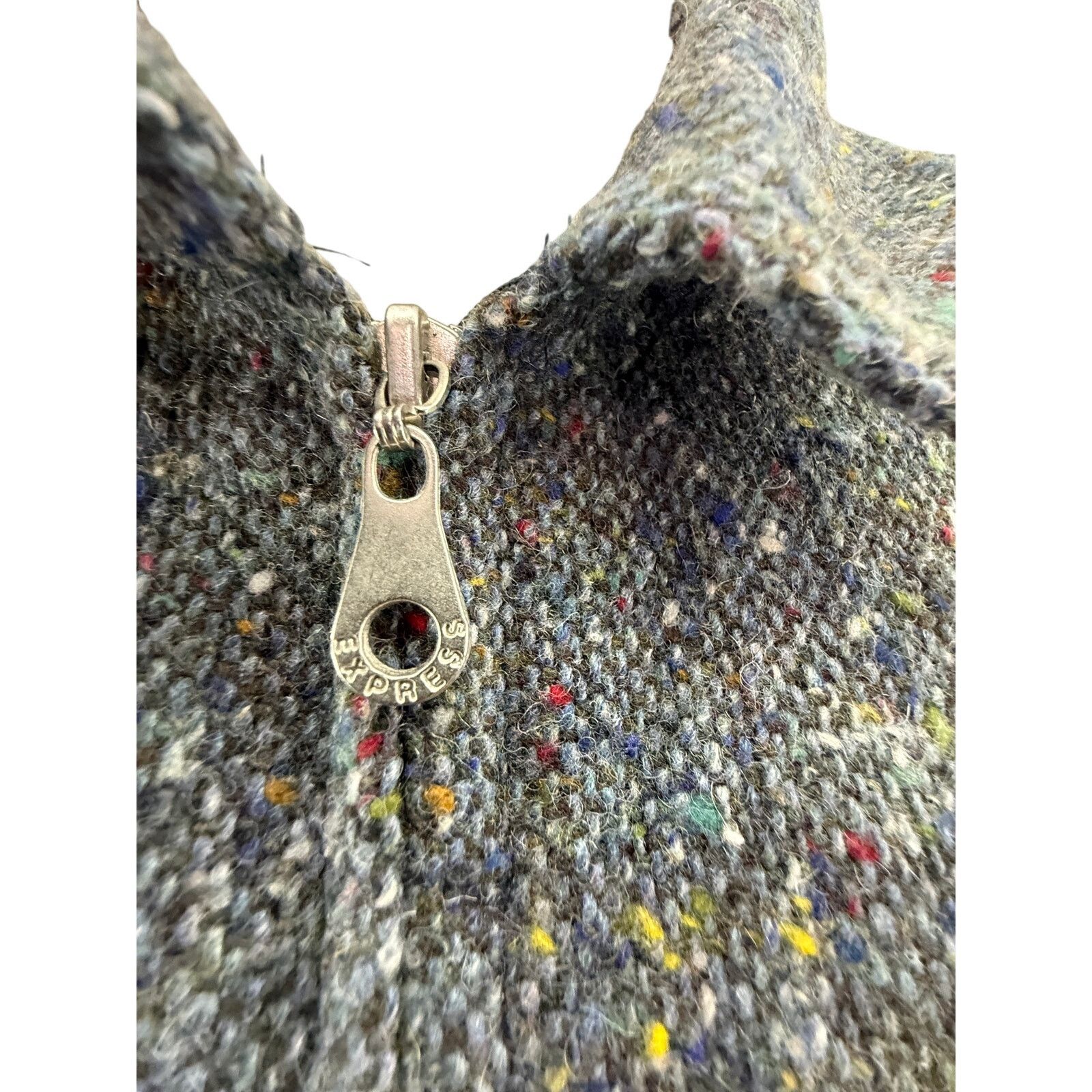 Express Vintage Cropped Wool Jacket Y2K Ike Style Jacket Zip Front Size XS / US 0-2 / IT 36-38 - 2 Thumbnail