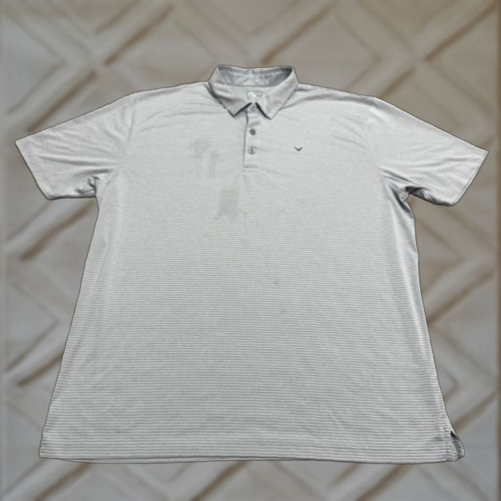 Callaway Callaway Opti-Dri Polo Shirt Men 2XL Gray Striped Performance Activewear Golf Shirt Size US XXL / EU 58 / 5 - 1 Thumbnail