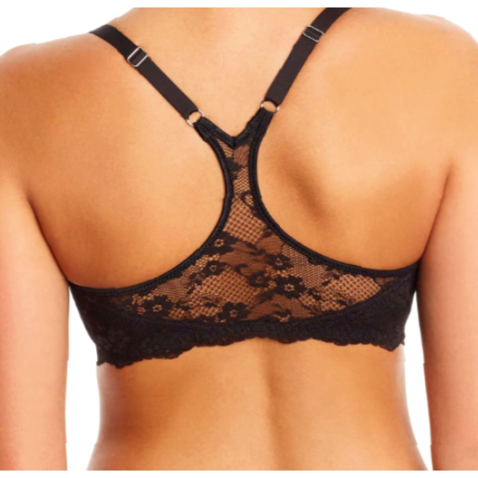 Vintage Maidenform One Fab Fit Bra Shirt Racerback Full Coverage 38DD Black Womens Regular DD Front Closure Lace RN 07112 Size ONE SIZE - 3 Thumbnail