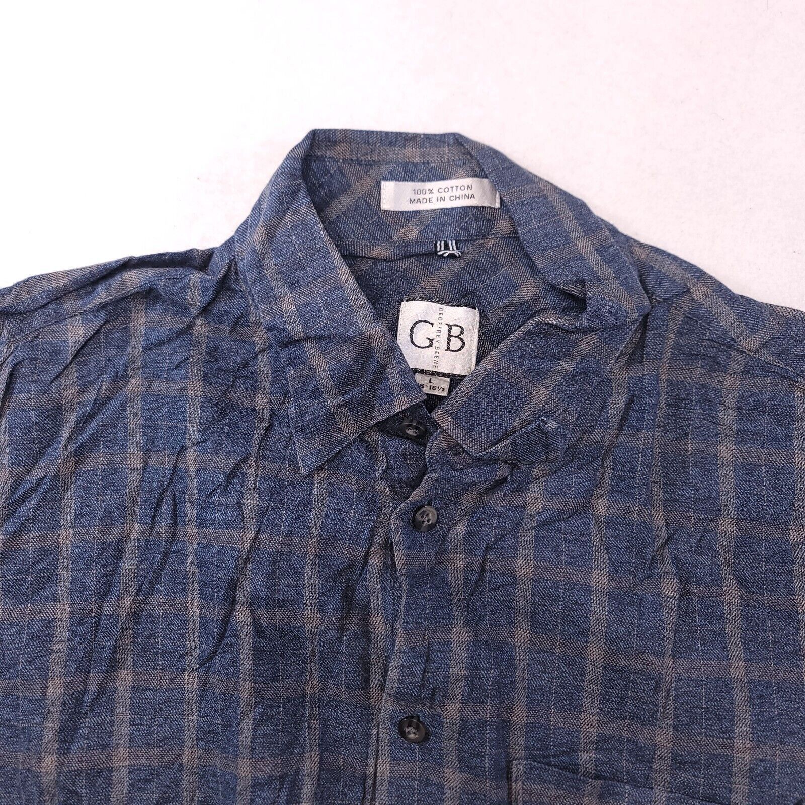Geoffrey Beene Geofferey Beene Tartan Flannel Shirt Mens Size Large L Blue Size US L / EU 52-54 / 3 - 1 Thumbnail