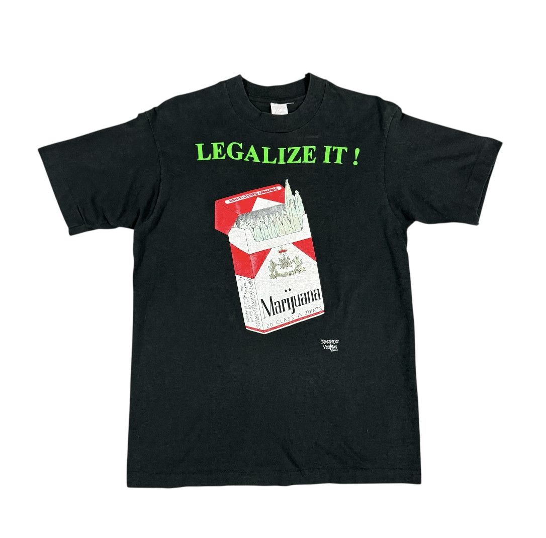 Vintage Vintage 90s Fashion Victim Legalize It Marijuana Shirt Size US L / EU 52-54 / 3 - 3 Thumbnail
