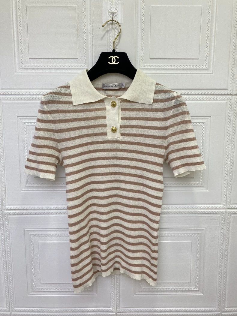 Dior 2022 Striped Collar Knit Top