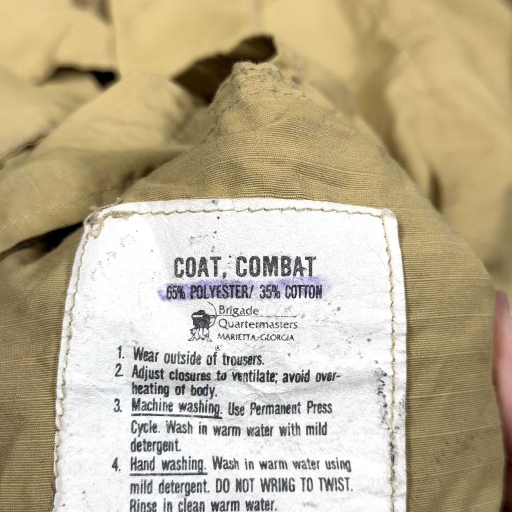 Vintage Brigade Quartermasters Coat Mens XL Beige Combat Field Military Ripstop Jacket Size US XL / EU 56 / 4 - 4 Thumbnail