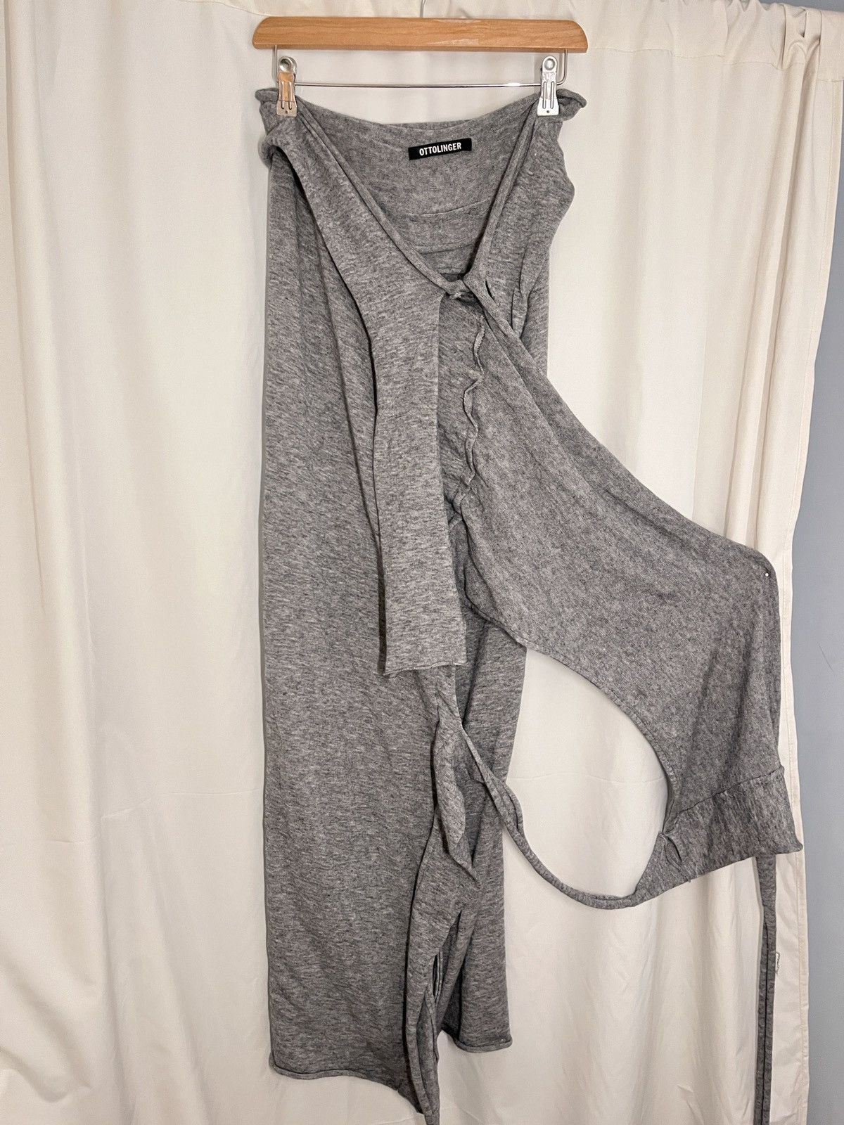 Ottolinger gray drape strap knit maxi skirt