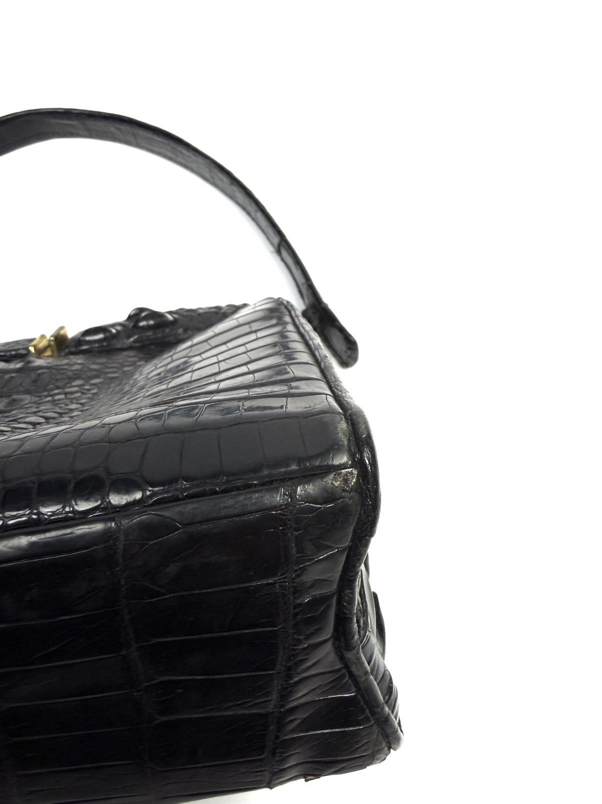 Vintage 1950-60s Genuine Crocodile Hornback Frame Top Handbag Exotic Size ONE SIZE - 25 Thumbnail