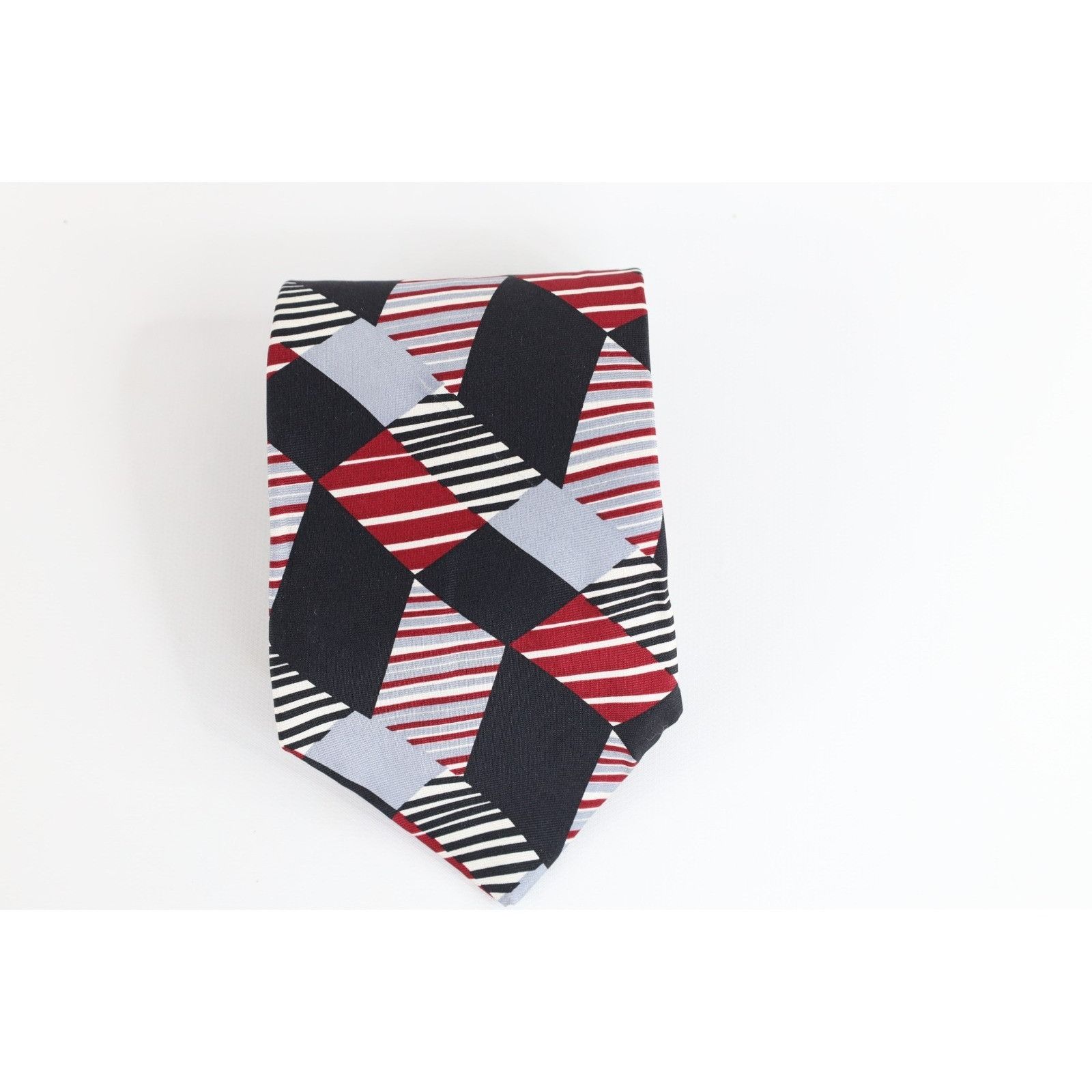 Vintage Vintage 90s Streetwear Geometric Striped Neck Tie Size ONE SIZE - 1 Thumbnail