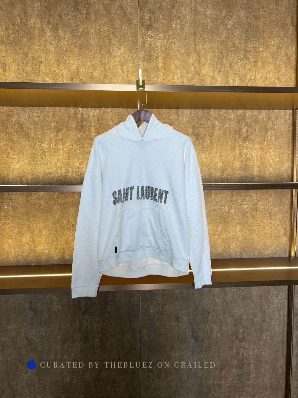 Saint Laurent Paris White Logo Hoodie in Size L Size US L / EU 52-54 / 3 - 1 Thumbnail