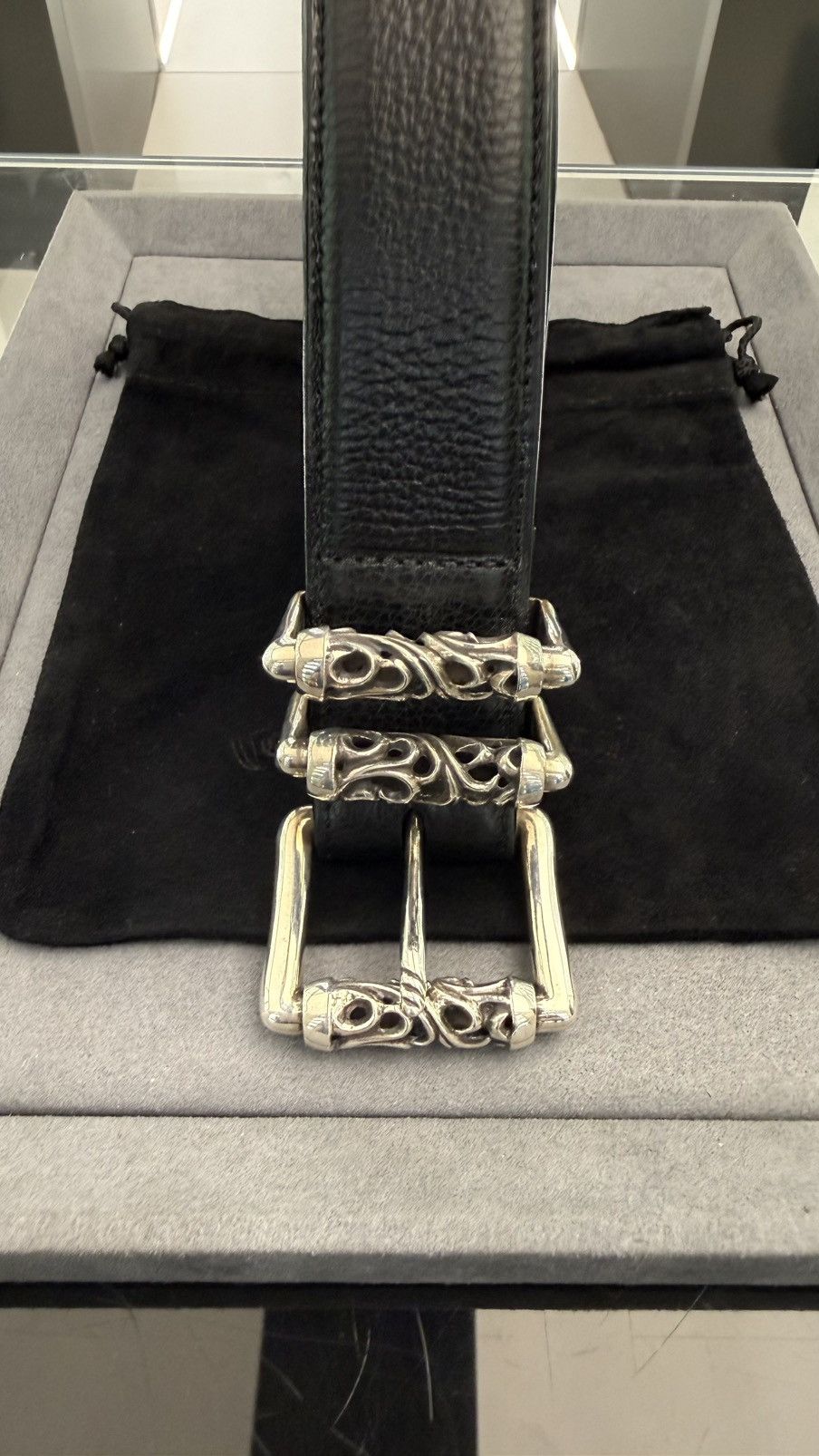 Chrome Hearts Chrome Hearts Black Leather Roller Belt RARE Size 36 Size 36 - 2 Thumbnail