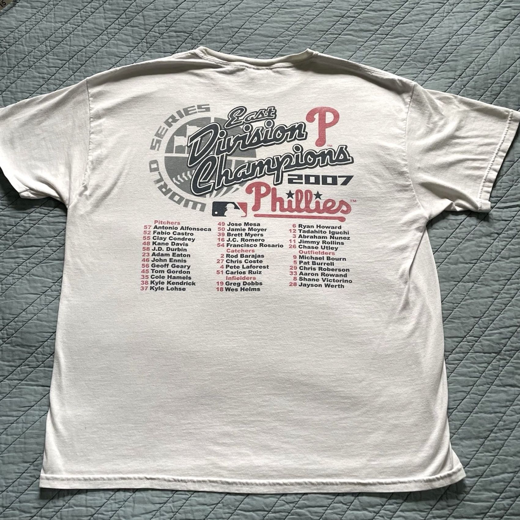 Champion VTG Hanes Heavyweight T-Shirt Philadelphia Phillies 2007 East Division Champions Mens XL White (Crew Neck) MLB Baseball Graphic Short Sleeve Size US XL / EU 56 / 4 - 4 Thumbnail
