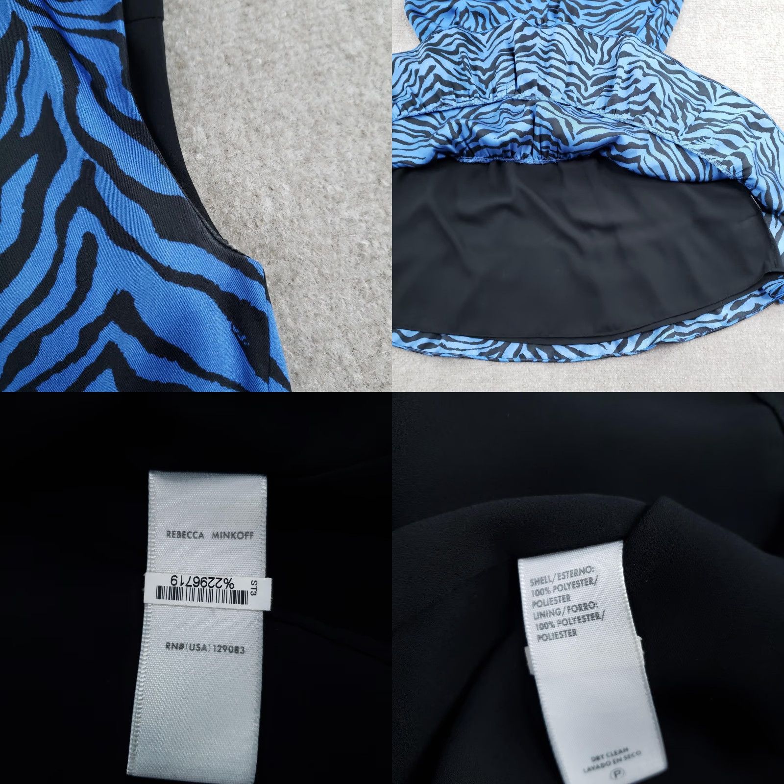 Rebecca Minkoff Rebecca Minkoff Dress Womens L Blue Zebra Print Sleeveless Fit & Flare Mini Size L / US 10 / IT 46 - 8 Thumbnail