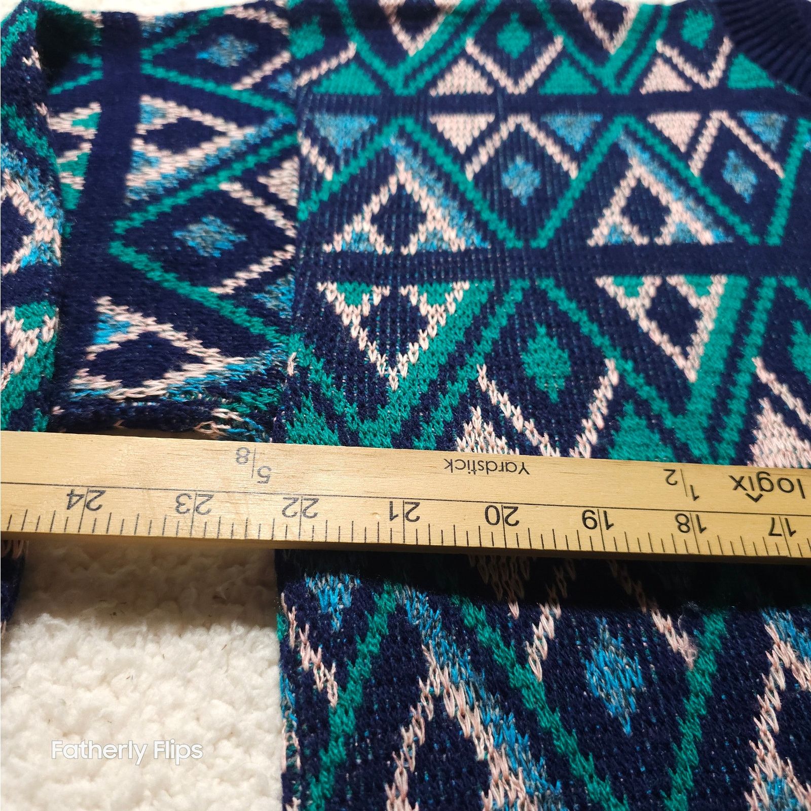 Other VTG 90s Geometric Abstract Knit Sweater Blue Green L coogi Size US L / EU 52-54 / 3 - 7 Thumbnail