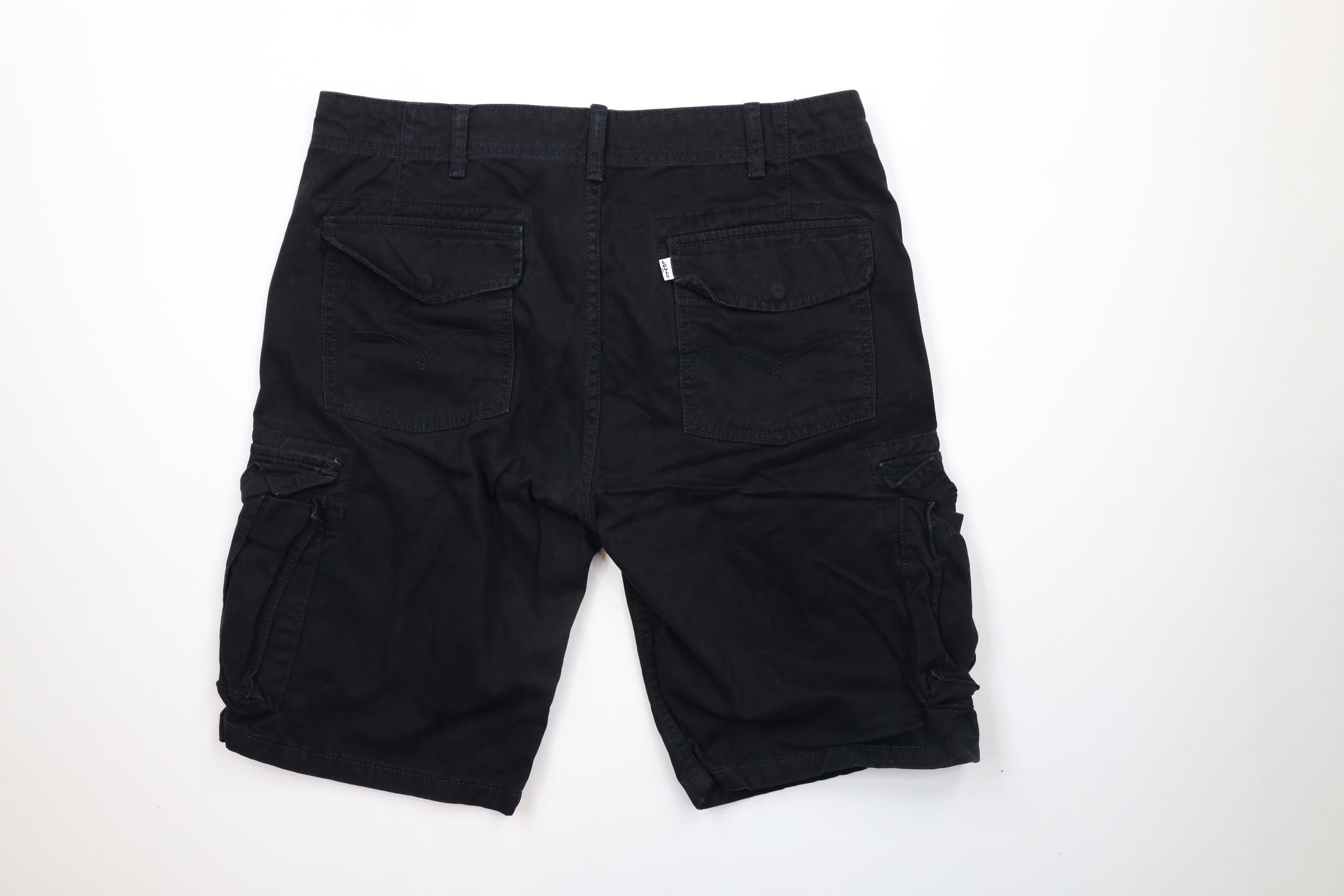 Levi's × Vintage Vintage Y2K Levis Heavyweight Cargo Shorts Black Cotton Size US 34 / EU 50 - 8 Thumbnail