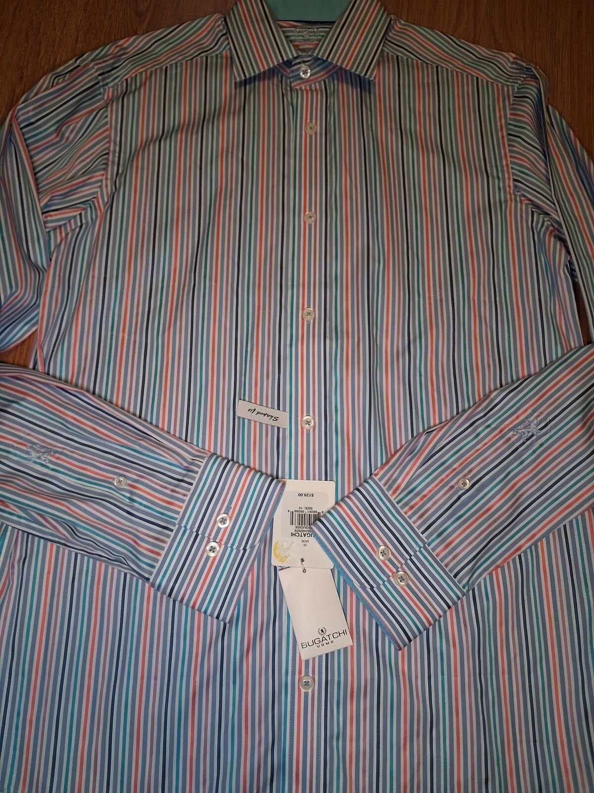BUGATCHI NEW Bugatchi Uomo Dress Shirt 15-34/35 Small Multicolor Size US S / EU 44-46 / 1 - 7 Thumbnail