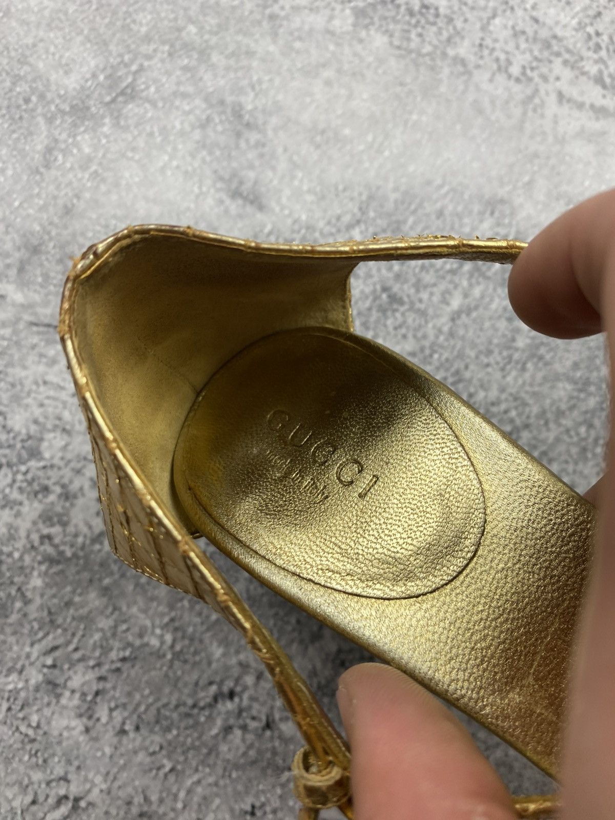 Gucci Gucci by Tom Ford SS04 Vintage Gold Python Bamboo Heel Snake Size US 7 / IT 37 - 7 Thumbnail