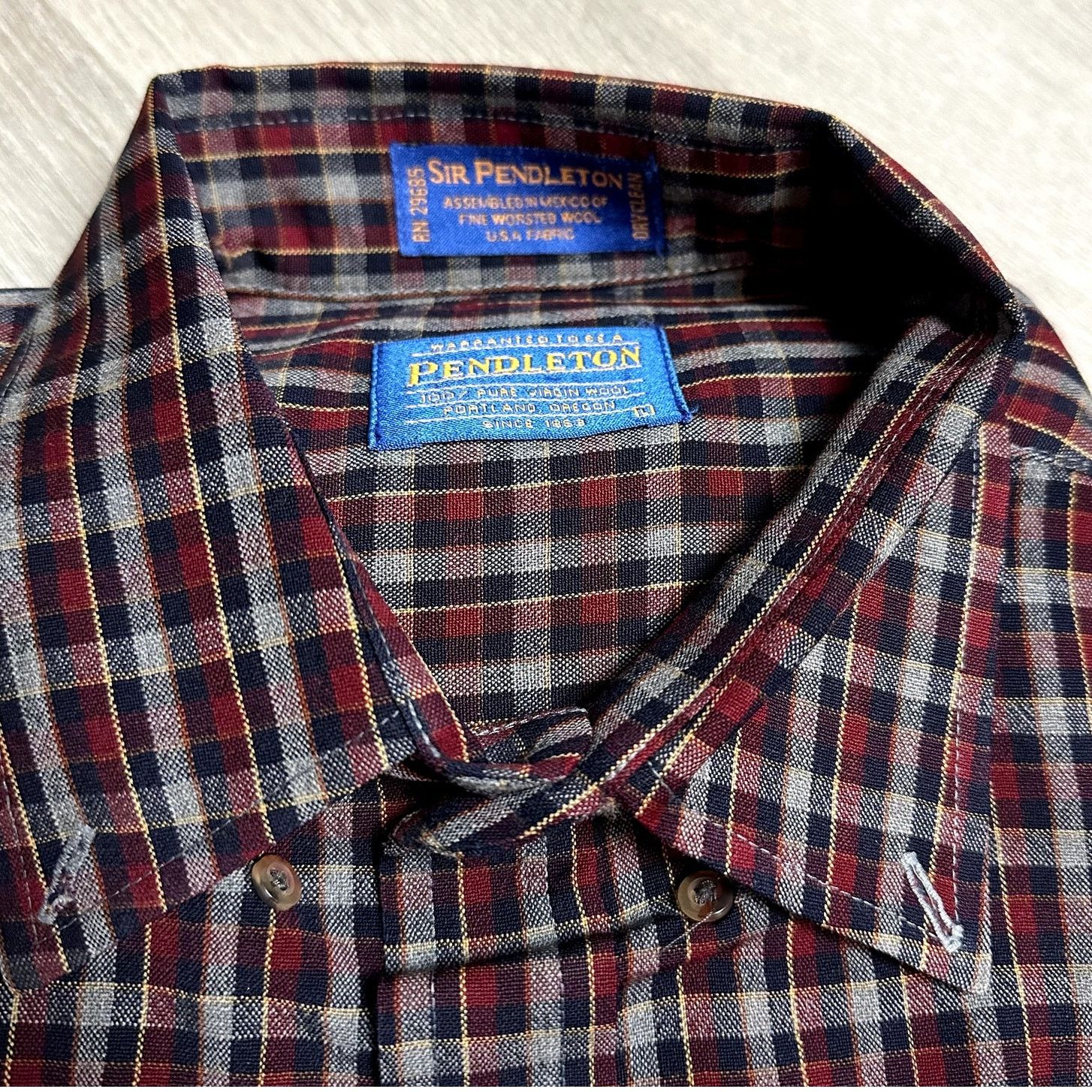 Pendleton Sir Pendleton Wool Plaid Button Down Shirt Men's L Size US L / EU 52-54 / 3 - 1 Thumbnail