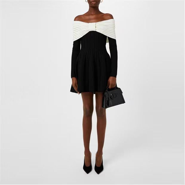 Balmain o1g2r1mq0924 Mini Dress in Black & Cream Size M / US 6-8 / IT 42-44 - 3 Thumbnail