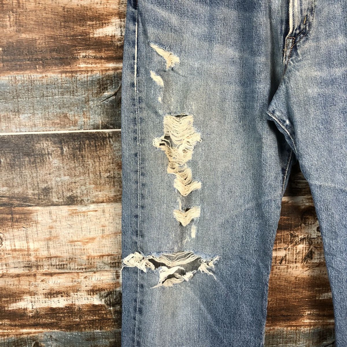 Edwin DLL Edwin Blue selvedge Distressed ripped Denim Pants #C250 Size US 34 / EU 50 - 9 Thumbnail