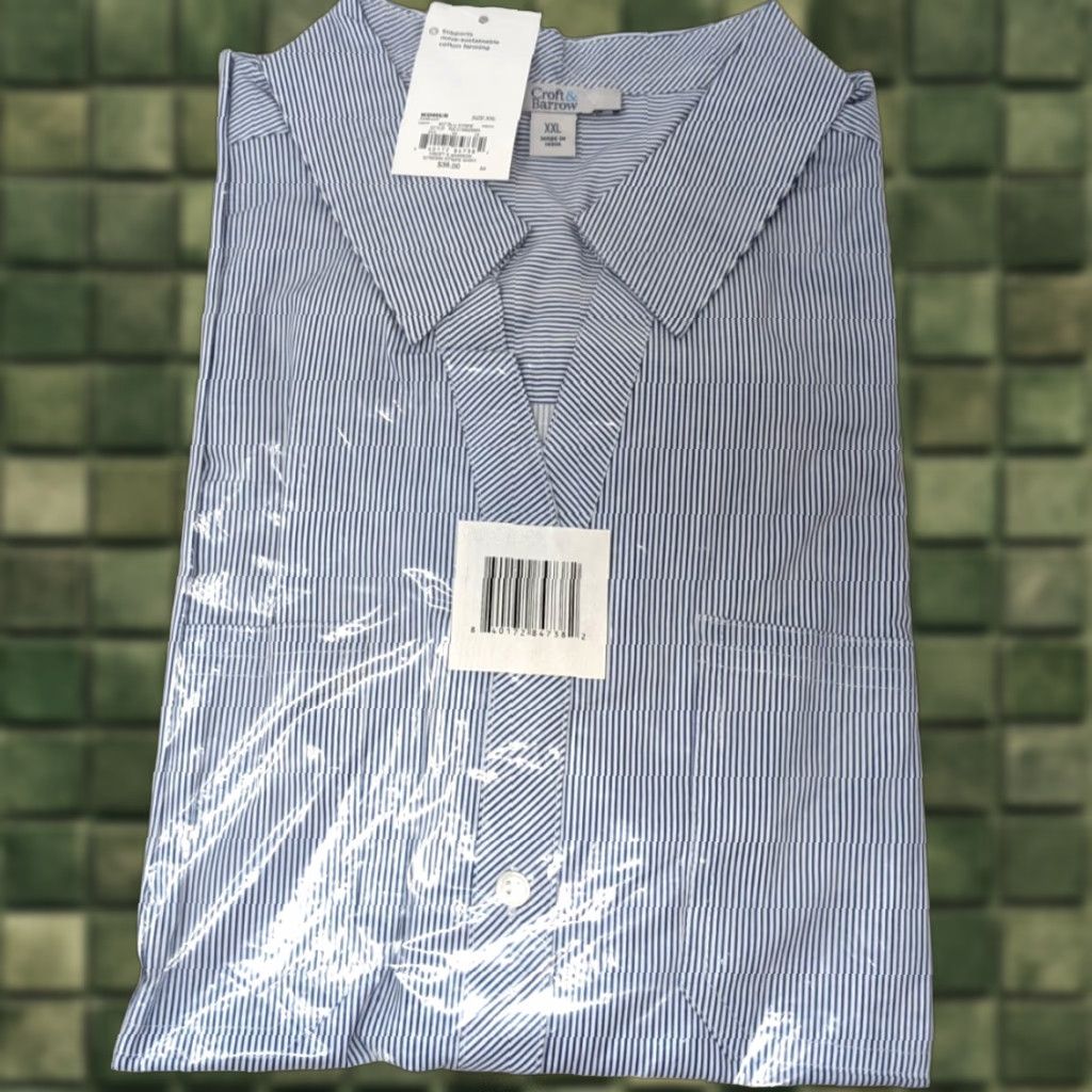 Croft & Barrow Croft & Barrow Button Down Dress Shirt Top Blue Stripe XXL Womens Shirt Size XXL / US 16-18 / IT 52-54 - 1 Thumbnail