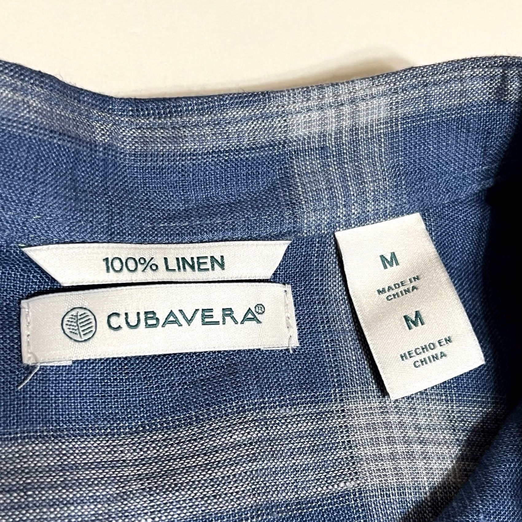 Cubavera Cubavera Shirt Men M Long Sleeve Blue Linen Plaid Button-Up Collared Size US M / EU 48-50 / 2 - 7 Thumbnail