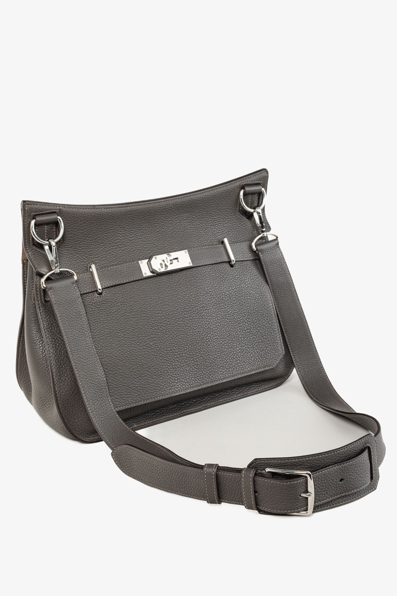Hermes Hermes Jyspiere 34 Taurillon Clemence Graphite & Etoupe Bag Size ONE SIZE - 6 Thumbnail