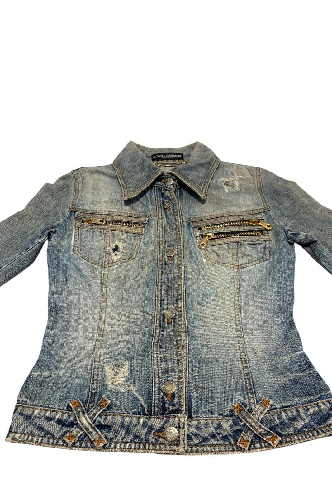 Dolce & Gabbana Dolce & Gabbana distressed blue multizip denim jacket Size S / US 4 / IT 40 - 6 Thumbnail