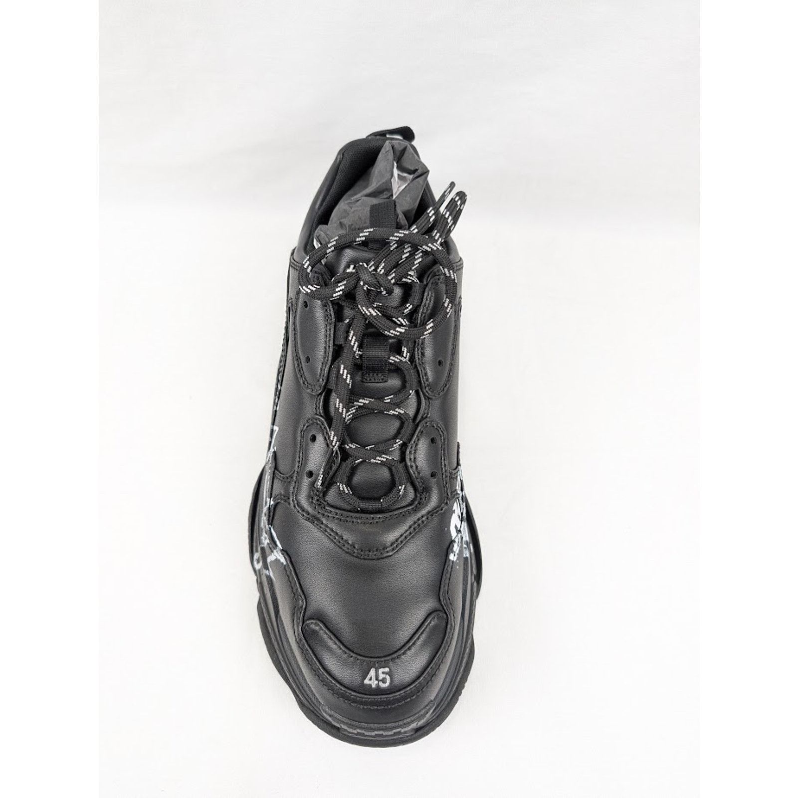 Balenciaga o1rshd1 Q:4 / Leather Triple S Sneakers in Black/White Size US 10 / EU 43 - 7 Thumbnail