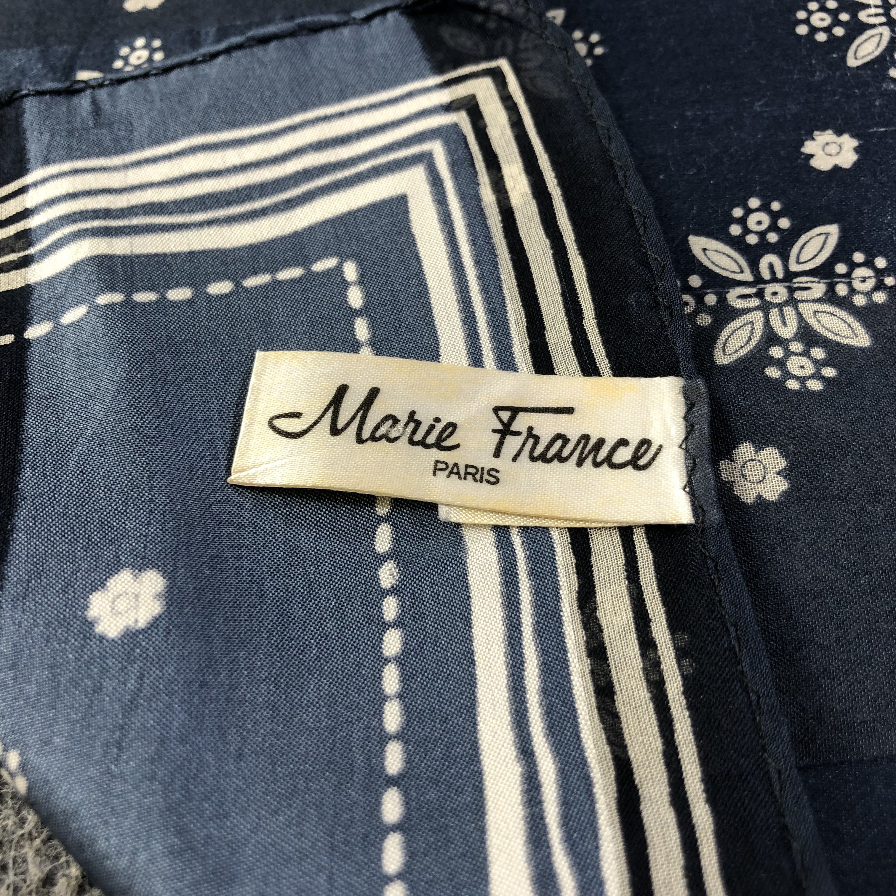 Vintage Marie France Floral Slit Thread Silk Scarf M838 Size ONE SIZE - 4 Thumbnail