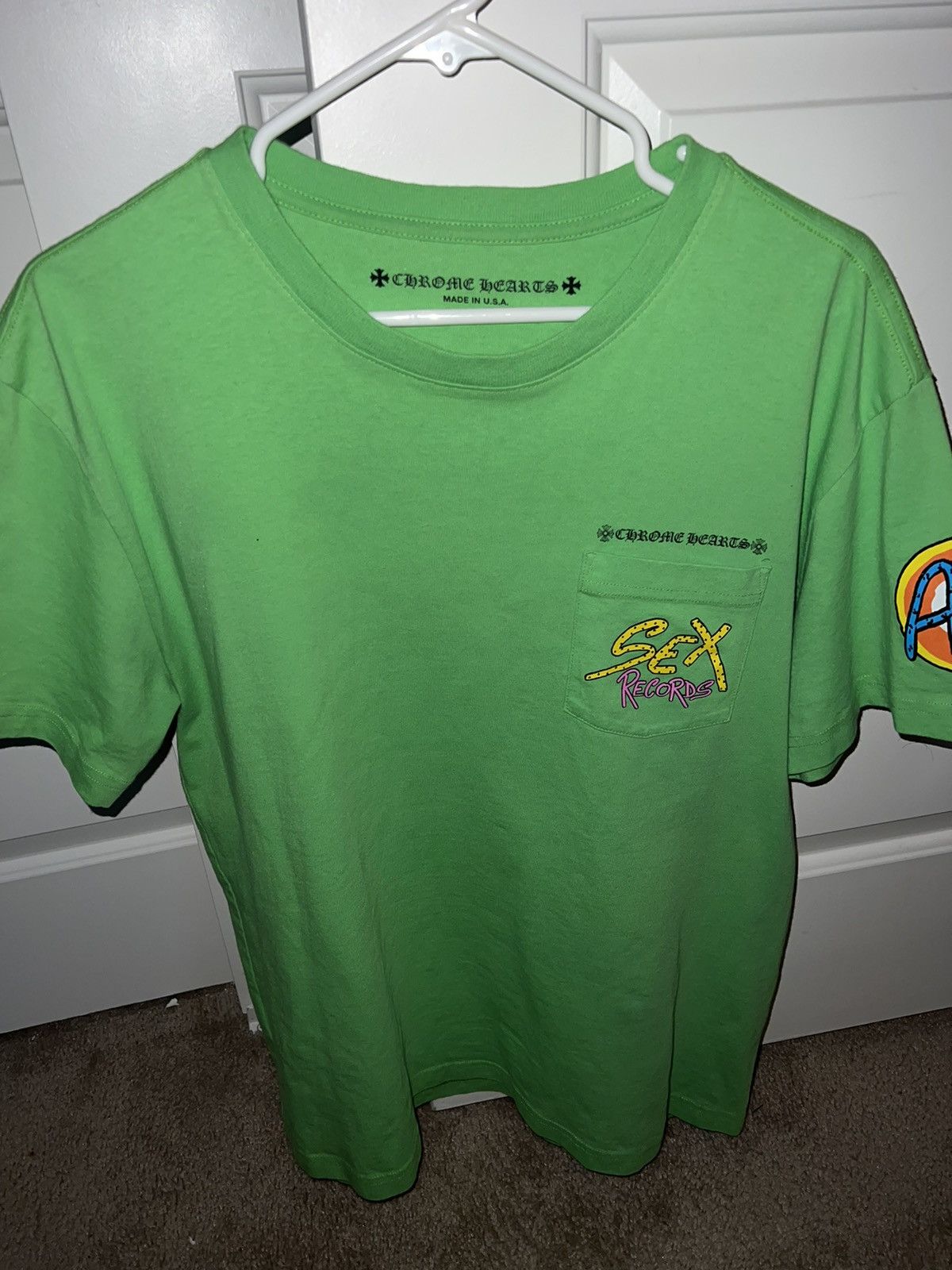 image of Chrome Hearts Sex Records Short Sleeve Tee in Green, Men's (Size XL)