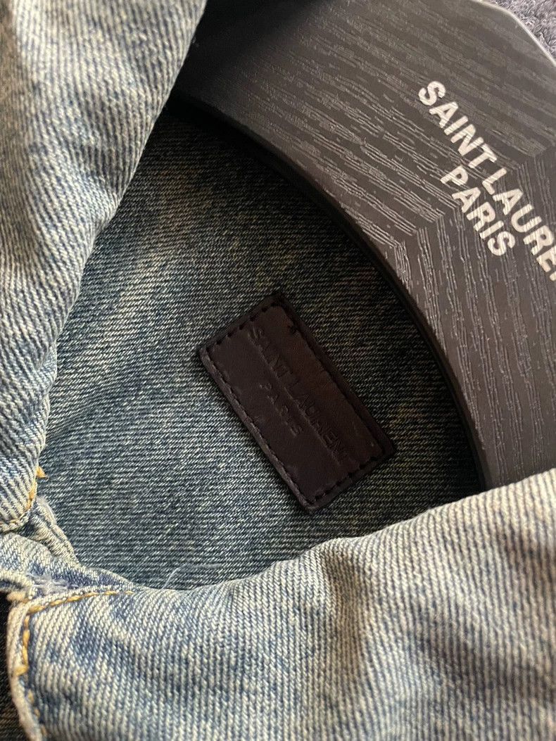 Saint Laurent Paris Saint Laurent Paris Leather sleeve denim jacket-2506 Size US S / EU 44-46 / 1 - 2 Thumbnail
